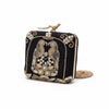Black Embroidered Bird Motif Clutch | Evening Bag