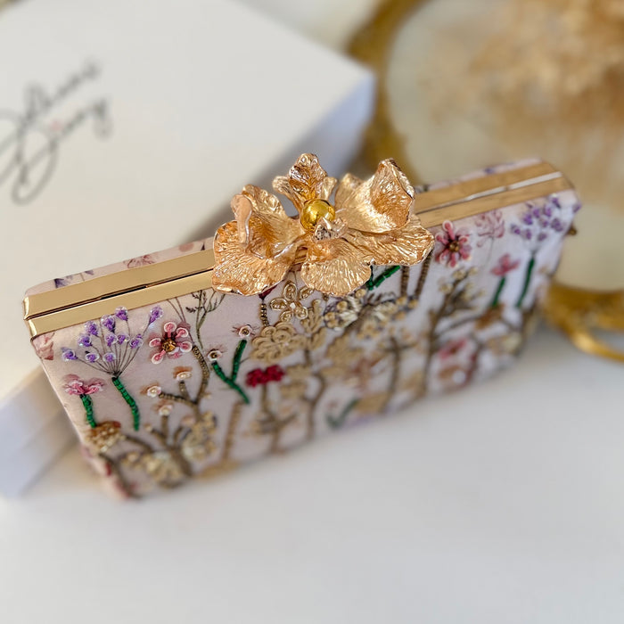 Butterfly Theme Multi-Color Clutch: Floral Zardosi Clutch