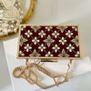 Maroon Velvet Bridal Clutch Zardozi Work Clutch