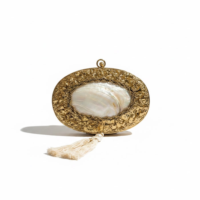 Natural Shell Clutch | Brass Frame Statement Clutch