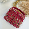 Fuchsia Vanity Case Bag | Hand Embroidered Suede Bridal Bag