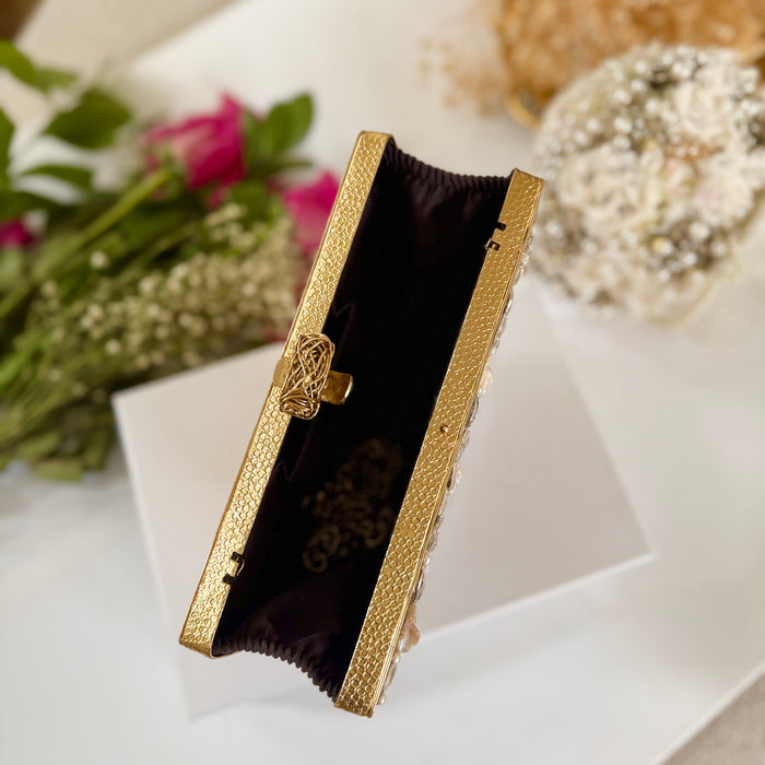 Moon Inspired Clutch-  Mother of Pearl Brass Clutch