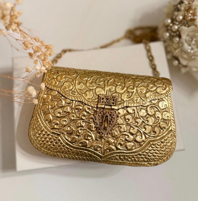 Gold Plated Vintage Style Brass Clutch