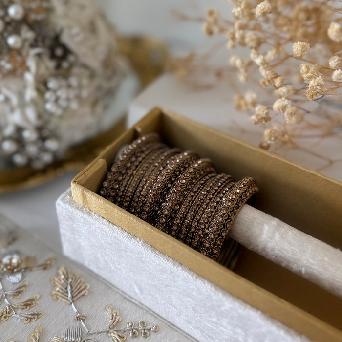 Antique Gold Bridal Bangle Set with Stones : Festive Occasion Jewelry