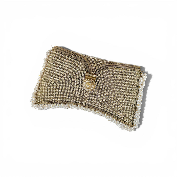 Handmade Bridal Clutch – Iridescent Pearl Embellished Evening Bag