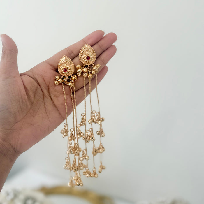 Kashmiri Jhumkas: Multicolor Gold Plated Earrings
