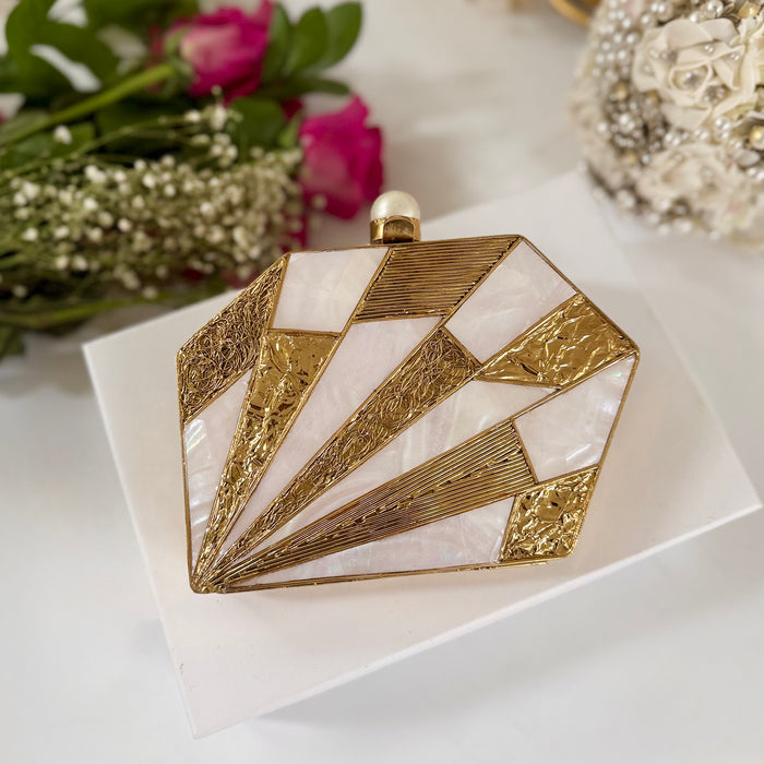 Gold Plated Clutch: Mother of Pearl Evening Bag