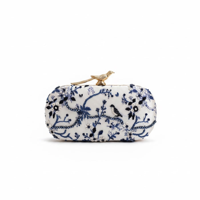 Blue clutch with bird knob 