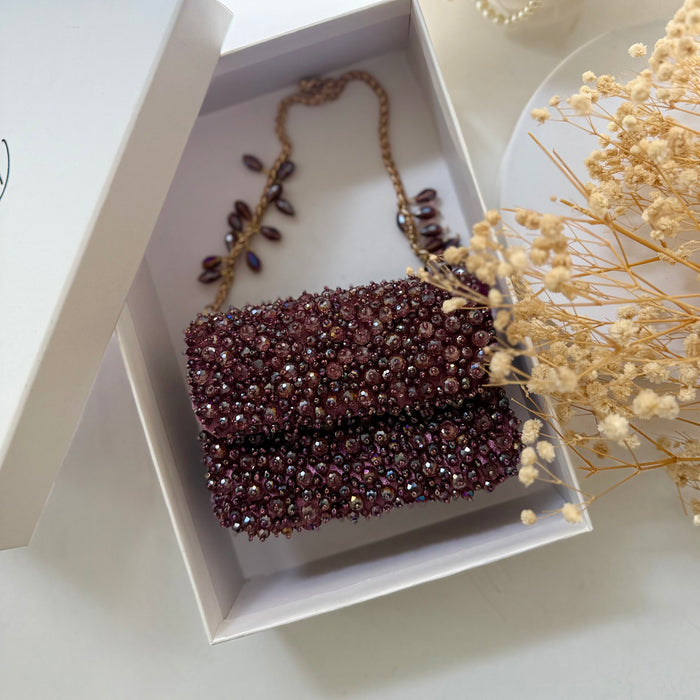 Purple Mini Crystal Clutch