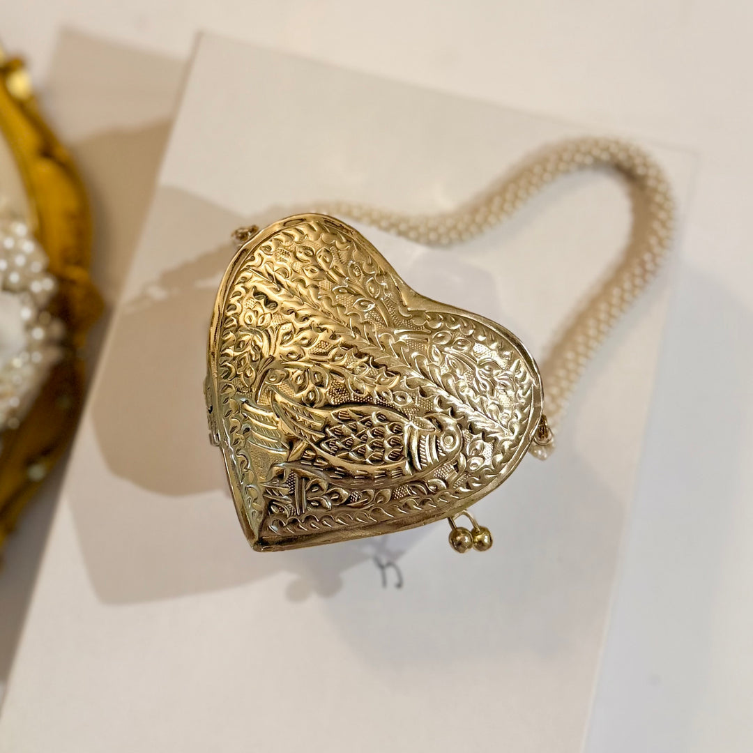 Heart Shape Mini Brass Clutch | Statement Clutch