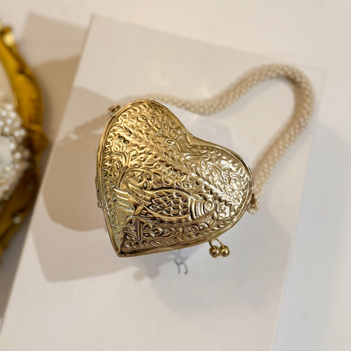 Heart Shape Mini Brass Clutch