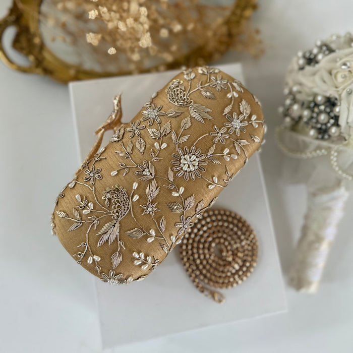 Gold Bird-Motifs Bridal Clutch