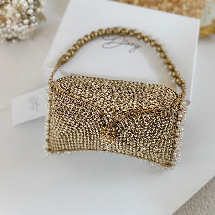 Handmade Bridal Clutch – Iridescent Pearl Embellished Evening Bag