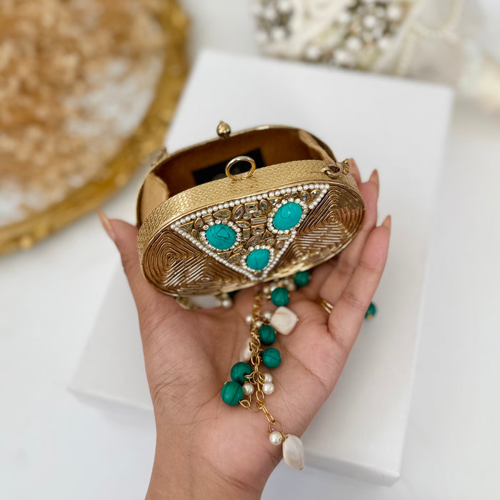 Natural Turquoise Stone Clutch - Mini Gemstone Clutch