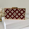 Maroon Velvet Bridal Clutch Zardozi Work Clutch