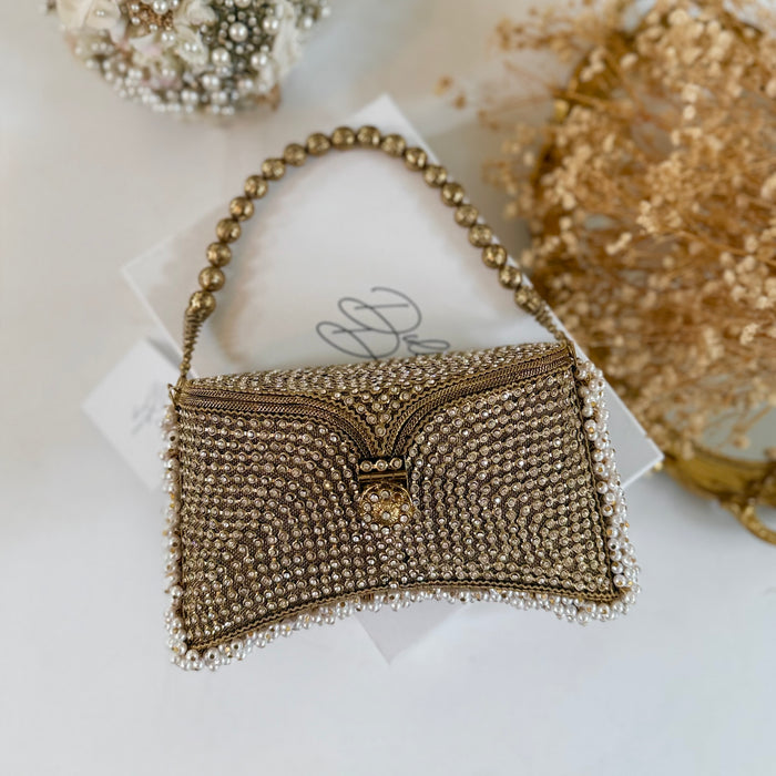 Handmade Bridal Clutch – Iridescent Pearl Embellished Evening Bag