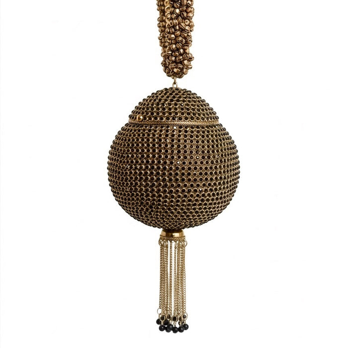 Black and Gold Statement Clutch | Crystal Embellished Bracelet Bag