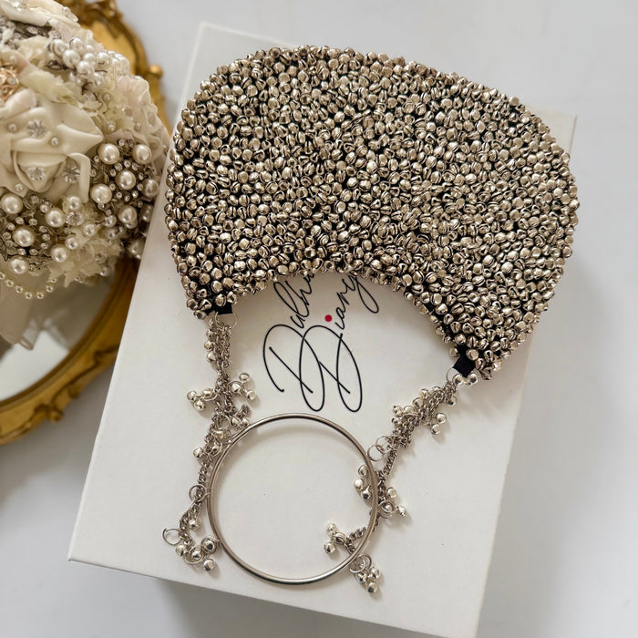 Metal Clutch with Ghungru | Statement Evening Bag