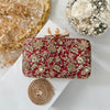 Rusty Red Hand-Embroidered Clutch Bag |Printed Floral Purse
