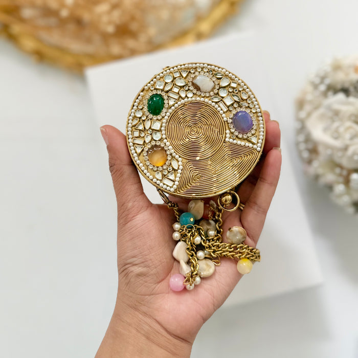 Mini Multi-Color Natural Gemstone Round Clutch