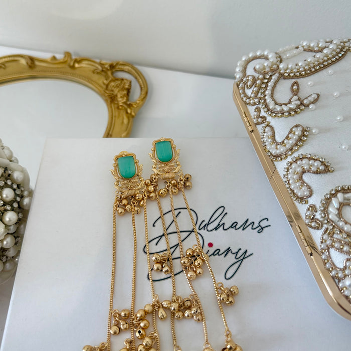 Kashmiri Statement Jhumkas: Multicolor Gold plated Traditional Earrings
