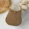 Bridal Pearl Metal Clutch: Gold Top Handle Bag