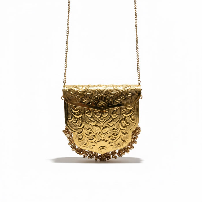 Gold Plated Brass Clutch: Vintage Style 24k Gold Plated Brass Clutch