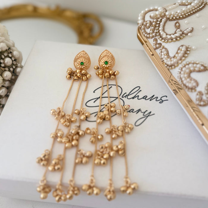 Kashmiri Jhumkas: Multicolor Gold Plated Earrings