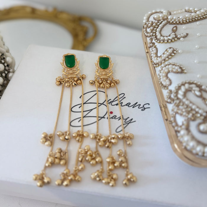 Kashmiri Statement Jhumkas: Multicolor Gold plated Traditional Earrings