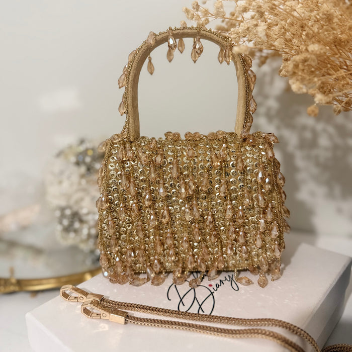 Gold Top Handle Bag: Bridal Mini Clutch