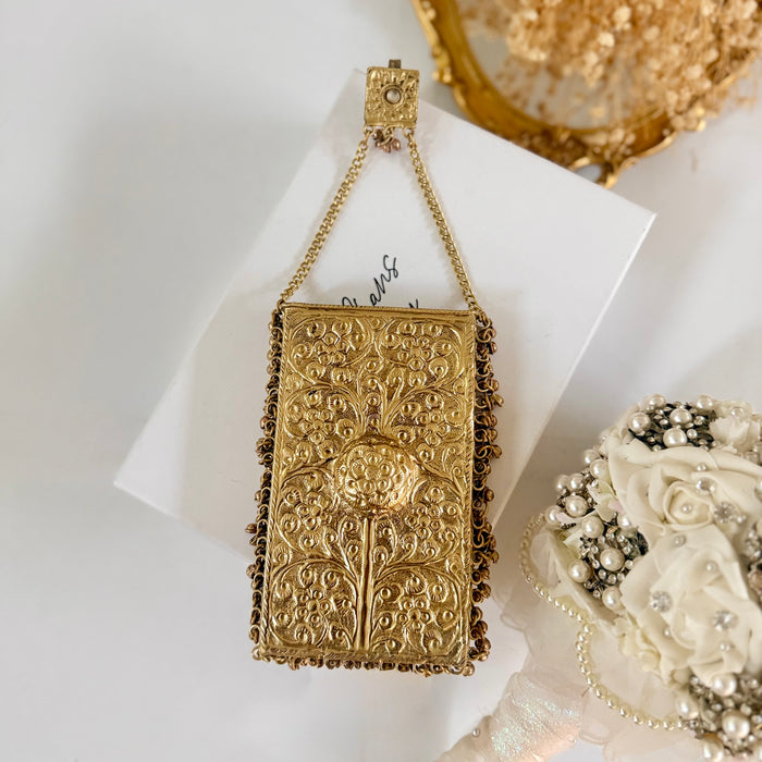 Mobile Shape Antique Gold Brass Clutch