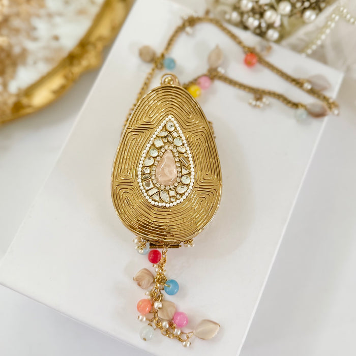 Rose Quartz Tear Drop Mini Clutch -Natural Gemstone Clutch