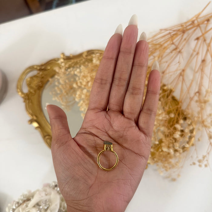 Natural Kyanite Statement Ring | Handcrafted Brass Gemstone Ring