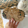 Gold Peacock Zardozi Embroidered Clutch