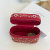 Fuchsia Vanity Case Bag | Hand Embroidered Suede Bridal Bag