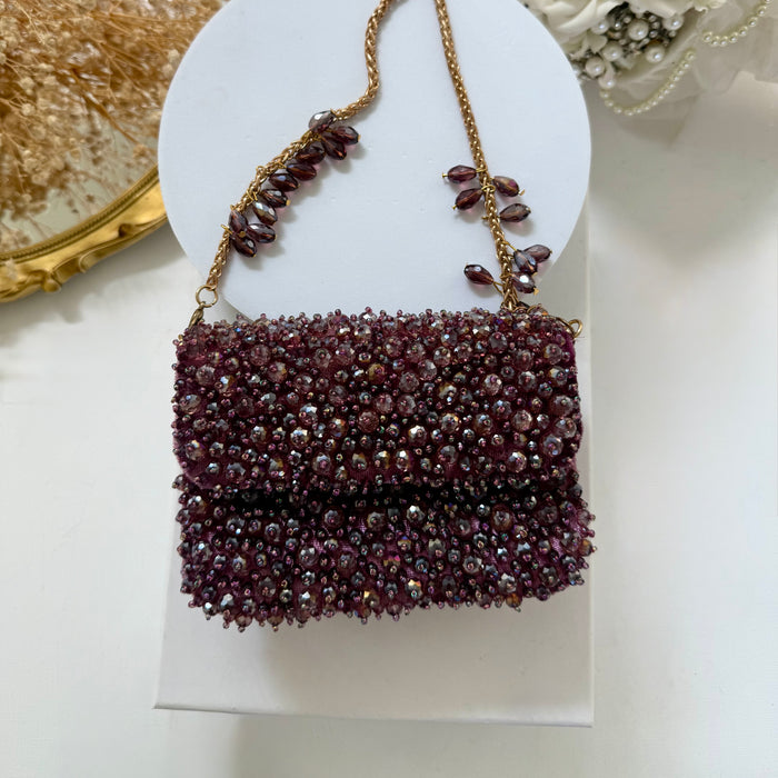 Purple Mini Crystal Clutch