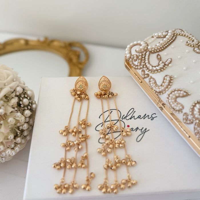 Kashmiri Jhumkas: Multicolor Gold Plated Earrings