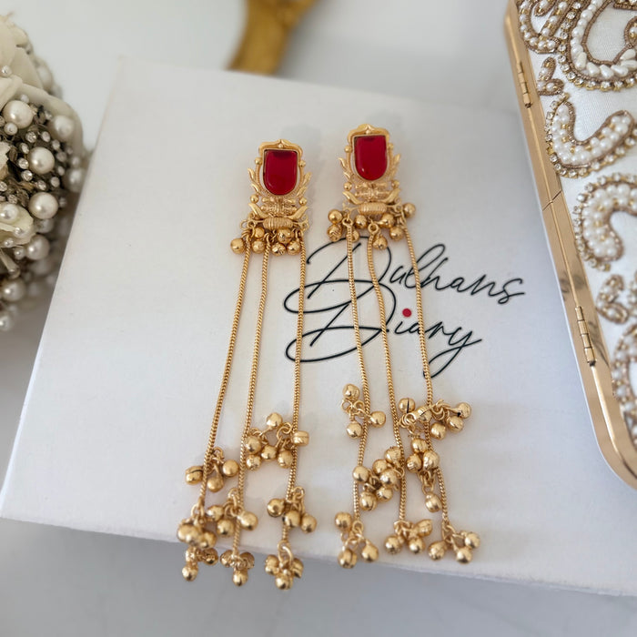 Kashmiri Statement Jhumkas: Multicolor Gold plated Traditional Earrings