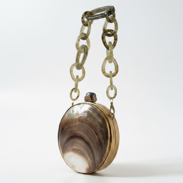 Natural Seashell Minaudiere Clutch: Beach Wedding Bridal Bag