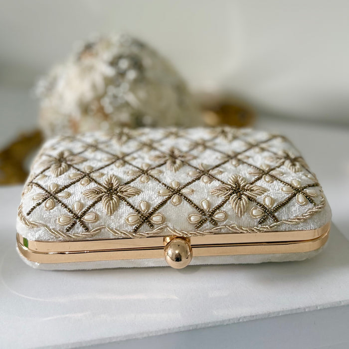 Ivory Beaded Bridal Clutch