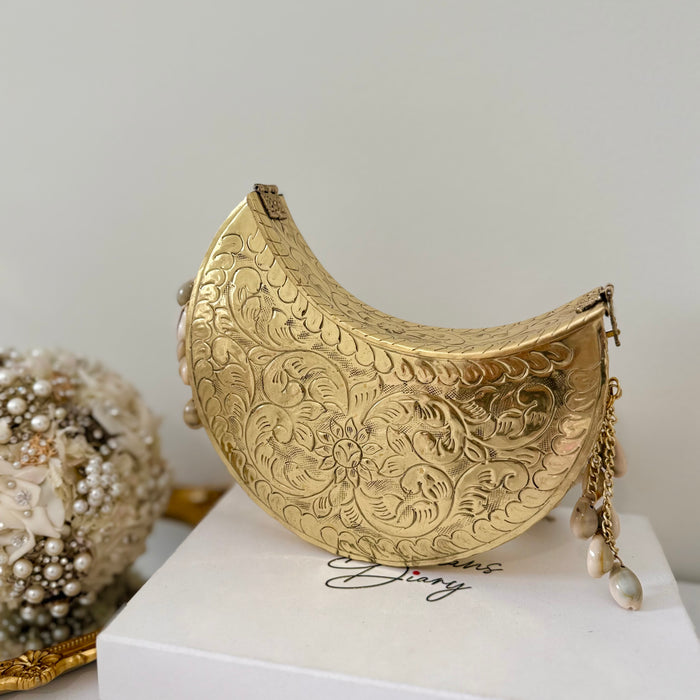 Moon Shape Brass Clutch