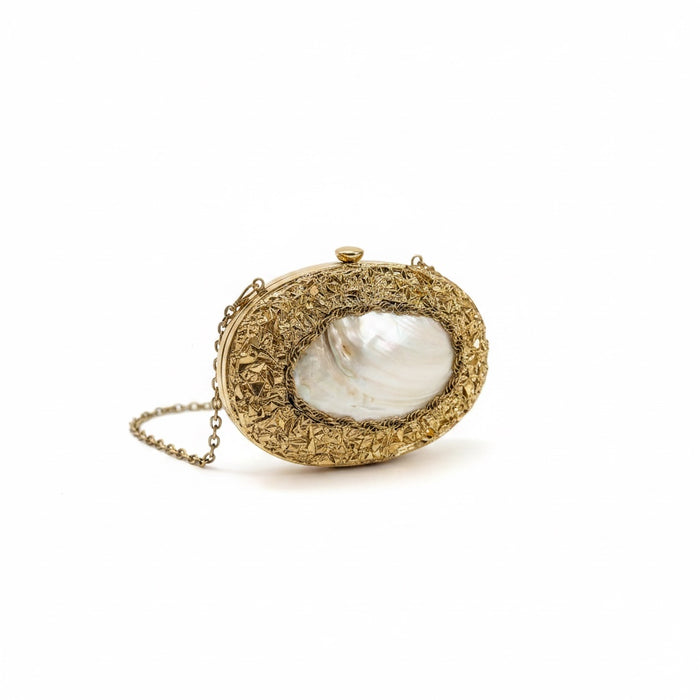 Natural Shell Clutch | Brass Frame Statement Clutch