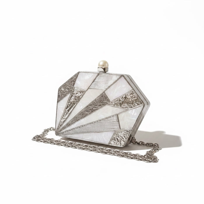 Silver Plated Clutch: Mother of Pearl Evening Bag