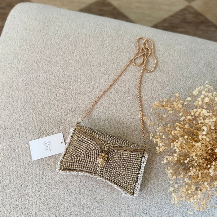 Handmade Bridal Clutch – Iridescent Pearl Embellished Evening Bag