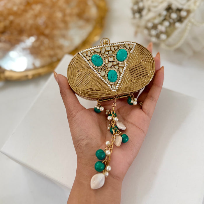 Natural Turquoise Stone Clutch - Mini Gemstone Clutch