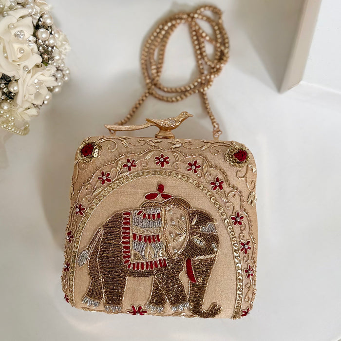 Mughal Inspired Raw Silk Clutch