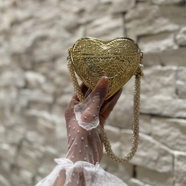 Heart Shape Mini Brass Clutch | Statement Clutch