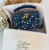 Denim Vanity Case Bag | Multicolor Rhinestones Bag