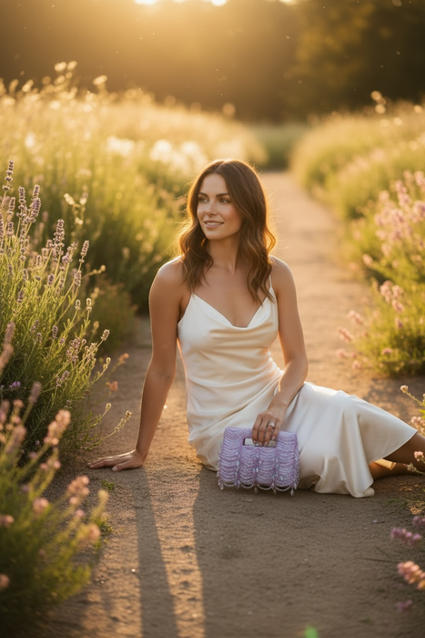 Mini Lilac Crystal Clutch