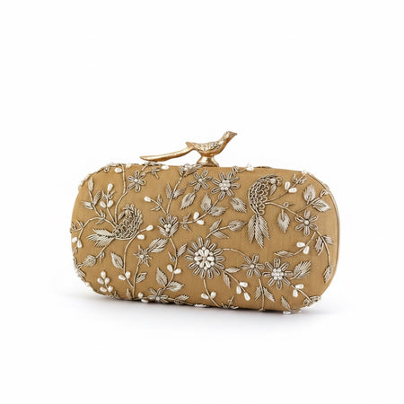 Gold Bird-Motifs Bridal Clutch